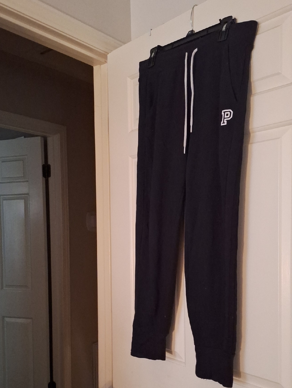 PINK Victoria's Secret Black Jogger Pants with White Drawstring